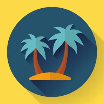 Palm Island. Travel Icon. Flat designed style. Stock Illustration