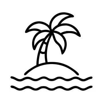 Palm island vector line icon Illustration