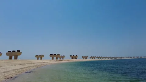 Palm Jebel Ali Beach Construction, Dubai, United Arab Emirates 動画素材 242868740