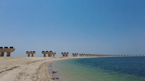 Palm Jebel Ali Beach Construction site 2, Dubai, United Arab Emirates Stock Footage 242869159