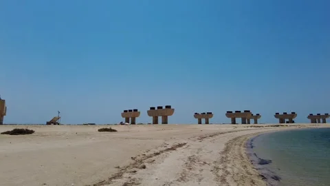 Palm Jebel Ali Beach Construction site, Dubai, United Arab Emirates 動画素材 242869533