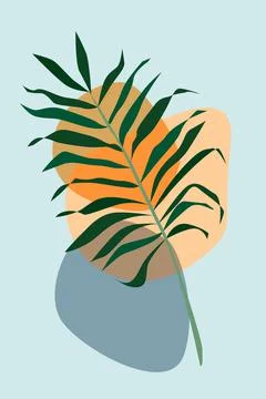 Palm leaf on abstract shapes vector design Stock Illustration