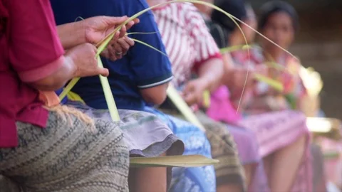 Palm leaf decorations Stock Footage 87255473