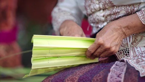 Palm leaf decorations Stock Footage 87257762