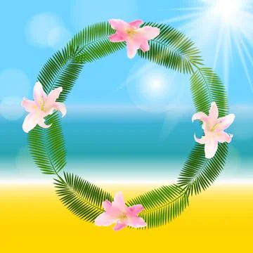 Palm Leaf Frame  Background Vector Illustration Stock Illustration