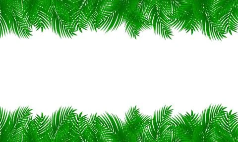 Palm leaf frame on white isolated background. Illustrazione stock