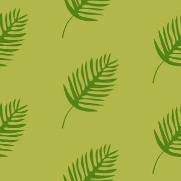 Palm leaf on green background, seamless pattern, vector. イラスト素材