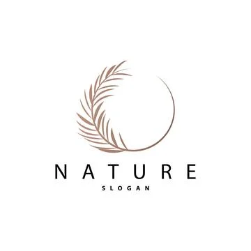 Palm Leaf Logo Design Vector Simple Minimalist Symbol Illustration Template 스톡 일러스트