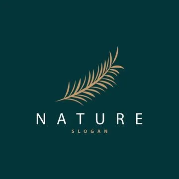 Palm Leaf Logo Design Vector Simple Minimalist Symbol Illustration Template Illustrazione stock