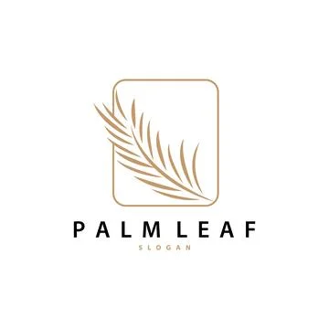 Palm Leaf Logo Design Vector Simple Minimalist Symbol Illustration Template Stock Illustration