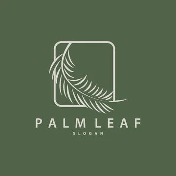 Palm Leaf Logo Design Vector Simple Minimalist Symbol Illustration Template 스톡 일러스트