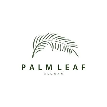 Palm Leaf Logo Design Vector Simple Minimalist Symbol Illustration Template Stock Illustration