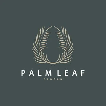 Palm Leaf Logo Design Vector Simple Minimalist Symbol Illustration Template 스톡 일러스트