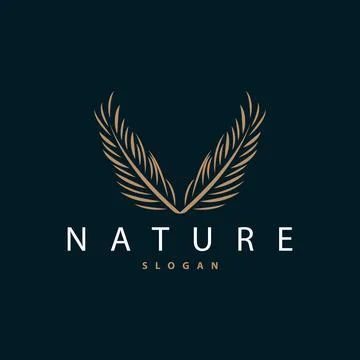 Palm Leaf Logo Design Vector Simple Minimalist Symbol Illustration Template 스톡 일러스트