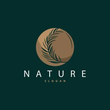 Palm Leaf Logo Design Vector Simple Minimalist Symbol Illustration Template 스톡 일러스트