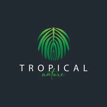 Palm Leaf Logo Design Vector Simple Minimalist Symbol Illustration Template 스톡 일러스트