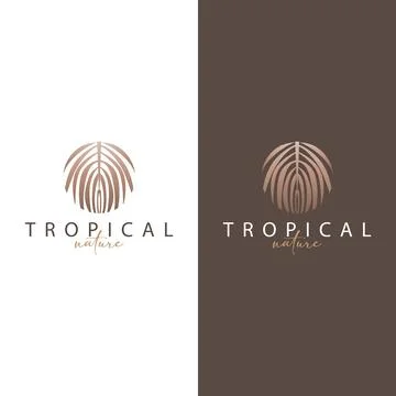 Palm Leaf Logo Design Vector Simple Minimalist Symbol Illustration Template Stock Illustration