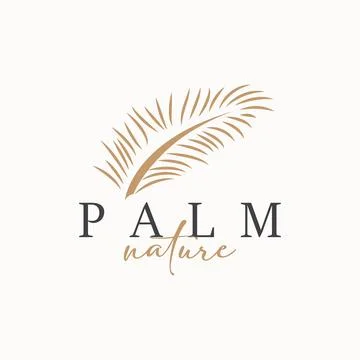 Palm Leaf Logo Design Vector Simple Minimalist Symbol Illustration Template Stock Illustration