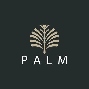 Palm Leaf Logo Design Vector Simple Minimalist Symbol Illustration Template Illustrazione stock