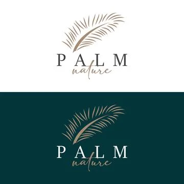 Palm Leaf Logo Design Vector Simple Minimalist Symbol Illustration Template Illustrazione stock
