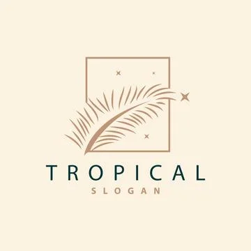 Palm Leaf Logo Design Vector Simple Minimalist Symbol Illustration Template 스톡 일러스트