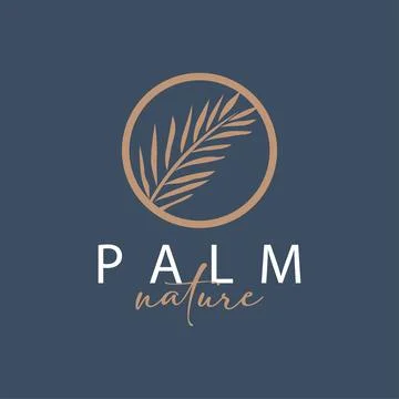 Palm Leaf Logo Design Vector Simple Minimalist Symbol Illustration Template Illustrazione stock