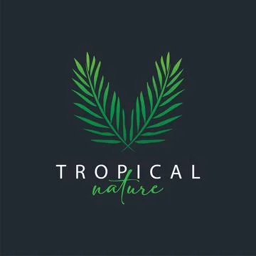 Palm Leaf Logo Design Vector Simple Minimalist Symbol Illustration Template Illustrazione stock