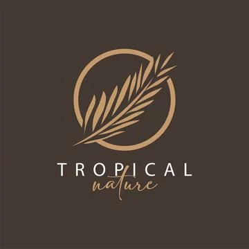 Palm Leaf Logo Design Vector Simple Minimalist Symbol Illustration Template Illustrazione stock