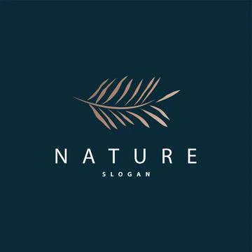 Palm Leaf Logo Design Vector Simple Minimalist Symbol Illustration Template Illustrazione stock