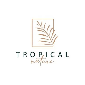 Palm Leaf Logo Design Vector Simple Minimalist Symbol Illustration Template 스톡 일러스트