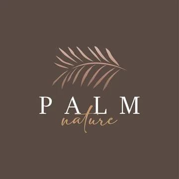 Palm Leaf Logo Design Vector Simple Minimalist Symbol Illustration Template 스톡 일러스트