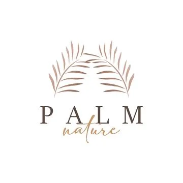Palm Leaf Logo Design Vector Simple Minimalist Symbol Illustration Template 스톡 일러스트