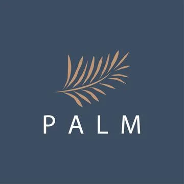 Palm Leaf Logo Design Vector Simple Minimalist Symbol Illustration Template Stock Illustration