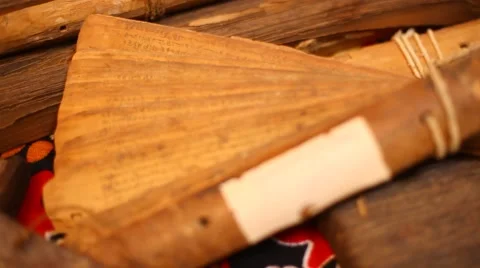 PALM LEAF MANUSCRIPTS Stock Footage 48726529