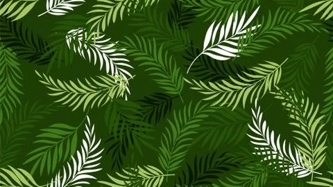 Palm leaf pattern. Green tropical leaves wallpapers. Exotic tree plants イラスト素材
