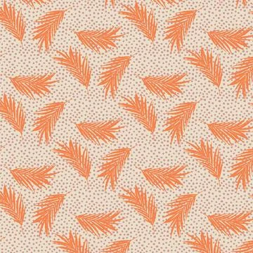 Palm leaf repeat on dot background Stock Illustration