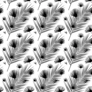 Palm Leaf Seamless Pattern Background Vector Illustration イラスト素材