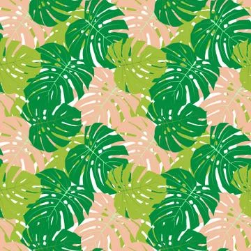 Palm Leaf Seamless Pattern Background Vector Illustration イラスト素材