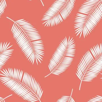 Palm Leaf Seamless Pattern Background. Vector Illustration. Stock Illustration