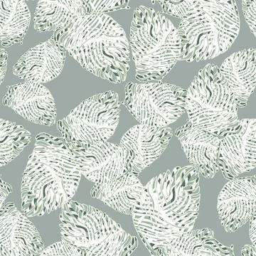 Palm leaf seamless pattern with hand drawn in line tropical print. Modern nat Stock Illustration