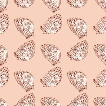 Palm leaf seamless pattern with hand drawn in line tropical print. Modern nat Stock Illustration