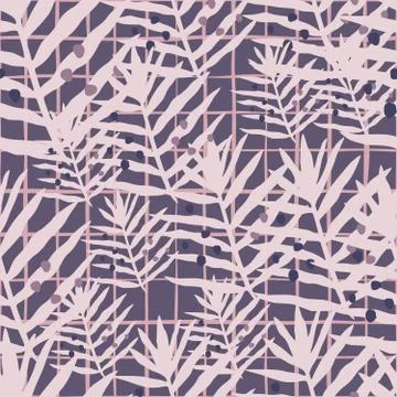 Palm leaf seamless pattern in vintage style. Tropical fern leaves pattern. Ex Stock Illustration