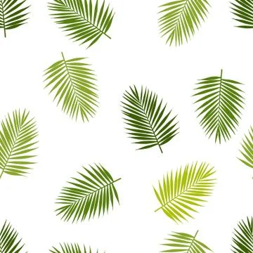 Palm leaf silhouettes seamless pattern. Tropical leaves. Vector illustration Illustrazione stock