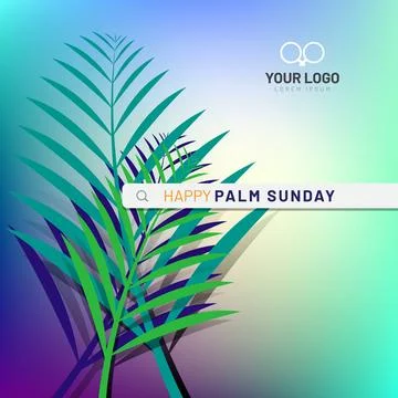 Palm leaf with text. Palm Sunday poster Stock Illustration