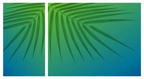 Palm leaf tropical vector background. Summer design horizontal and vertical Stock Illustration