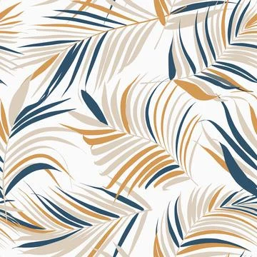 Palm leaf vector seamless pattern Stock Illustration