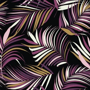 Palm leaf vector seamless pattern Illustrazione stock