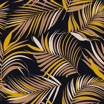 Palm leaf vector seamless pattern Stock Illustration