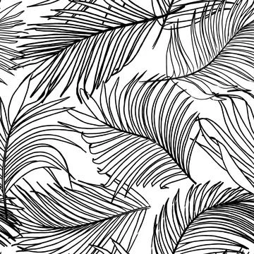 Palm leaf vector seamless pattern Stock Illustration