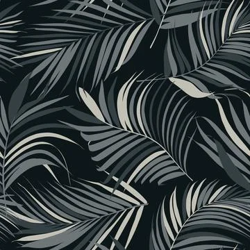 Palm leaf vector seamless pattern Stock Illustration